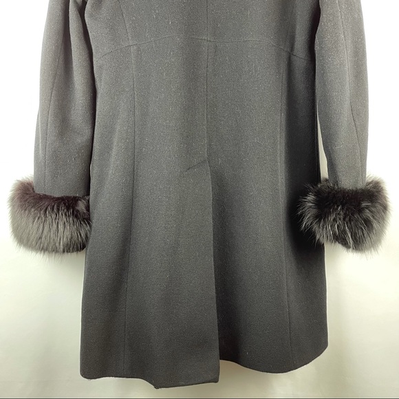 *SOLD Steve by Searle Mid-length Wool Coat with Fur Trim - Picture 9 of 10